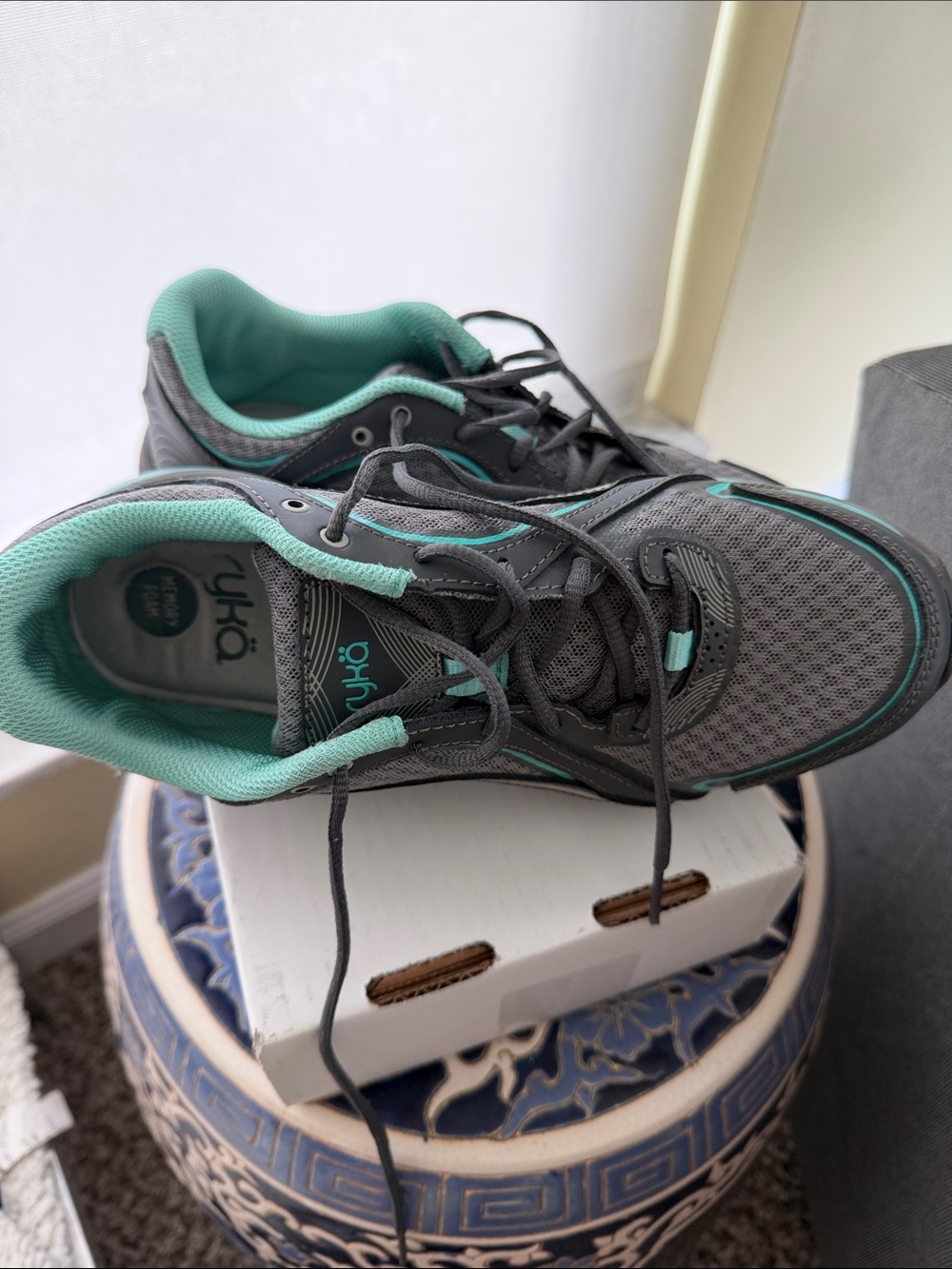 Ryka Gray and Teal Women's Athletic Walking Shoes